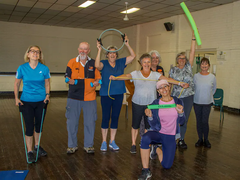 A physiotherapist leading a MoveWell group exercise class
