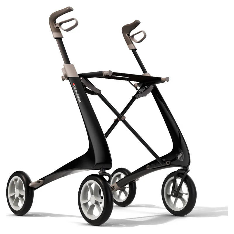 Black byACRE Carbon Ultralight rollator shown with its upper frame