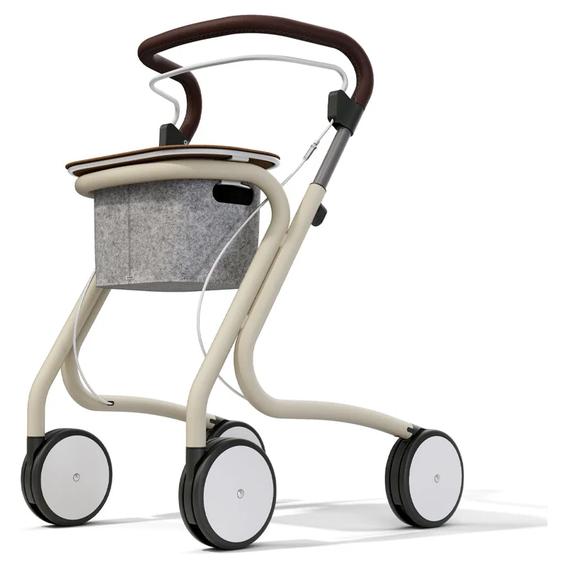 White byACRE Scandinavian Butler indoor rollator with tray